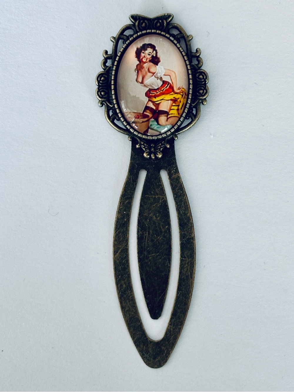 Retro Pinup Lady Metal Bookmark, NWT, Handmade